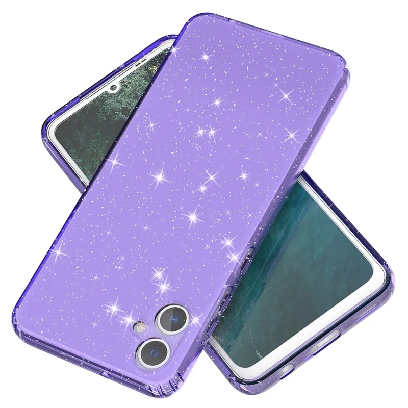 For Samsung Galaxy A05 4G Case Soft TPU Phone Cover Glitter Clear Sparkly - Transparent Purple