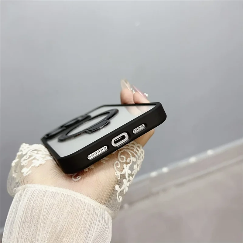 For iPhone 14 Pro Max Magnetic Case Dual Kickstand Acrylic+TPU Anti-drop Phone Cover with Lens Protector  - Dark Blue