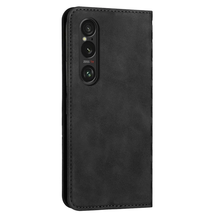 For Sony Xperia 1 VI Anti-Scratch Phone Case Wholesale Magnetic PU Leather Stand Phone Cover - Black
