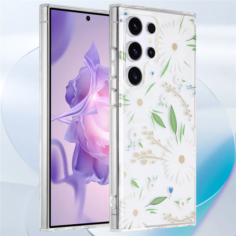 For Samsung Galaxy S23 Ultra Case TPU+PC IMD Floral Phone Protective Cover - SX-Z7