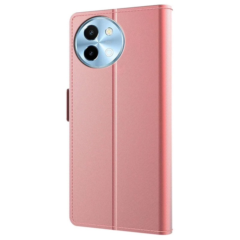 For vivo Y38 5G Case Mirror Function Card Holder Phone LeatherCover - Rose Gold