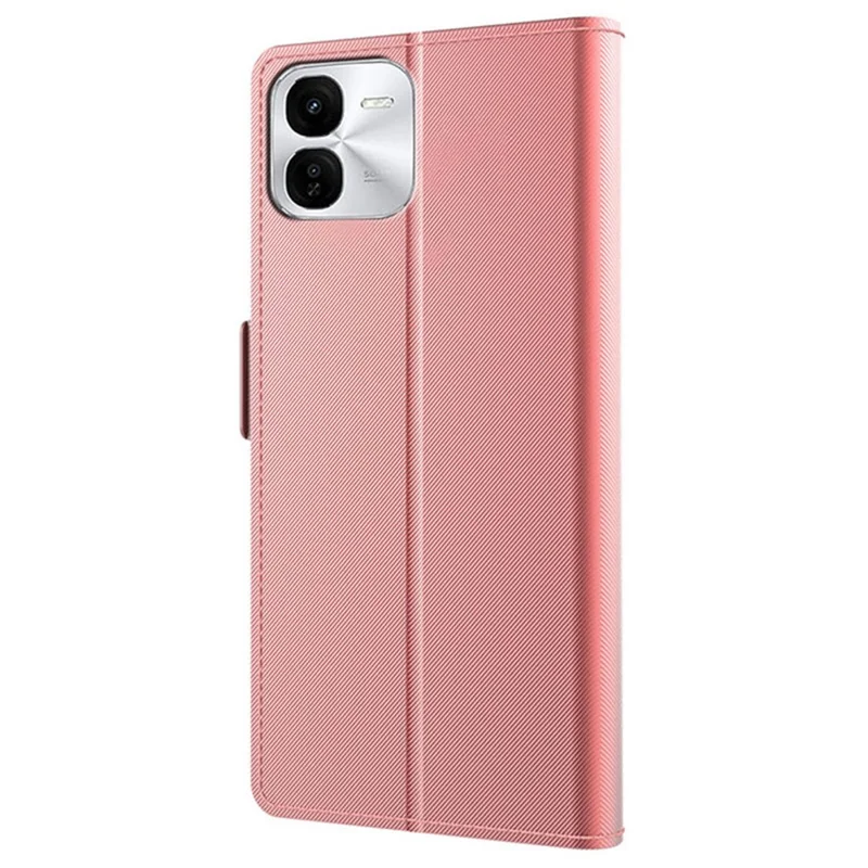 For vivo iQOO Z9x 5G Case Make Up Mirror PU Leather+TPU Flip Phone Cover - Rose Gold