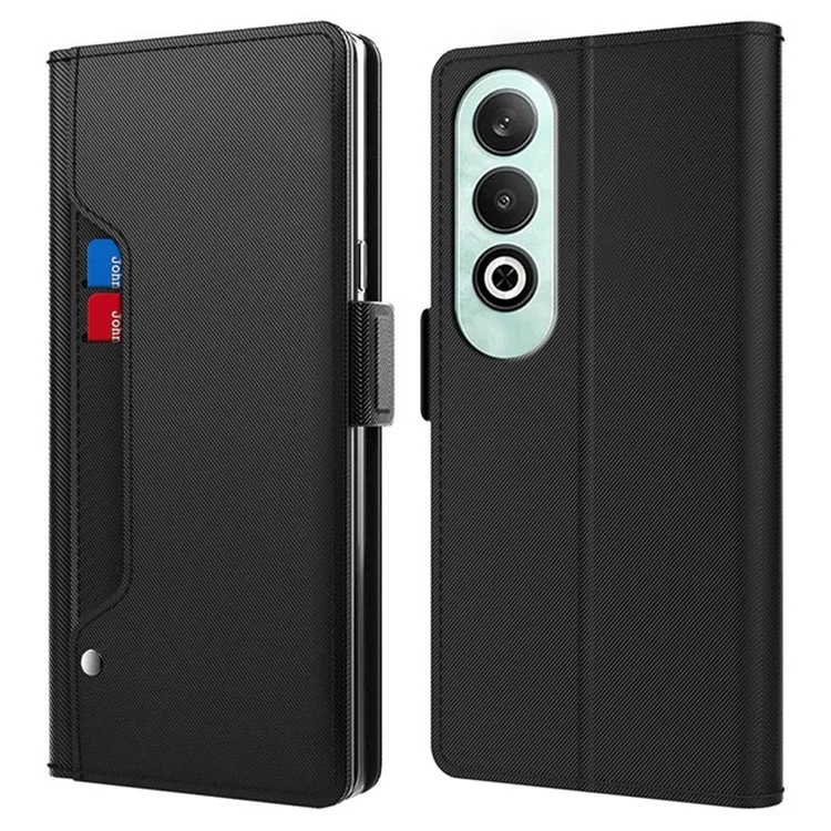 Para o Caso Oppo K12 com Suporte para Cartão de Couro PU Capa de Telefone - Preto