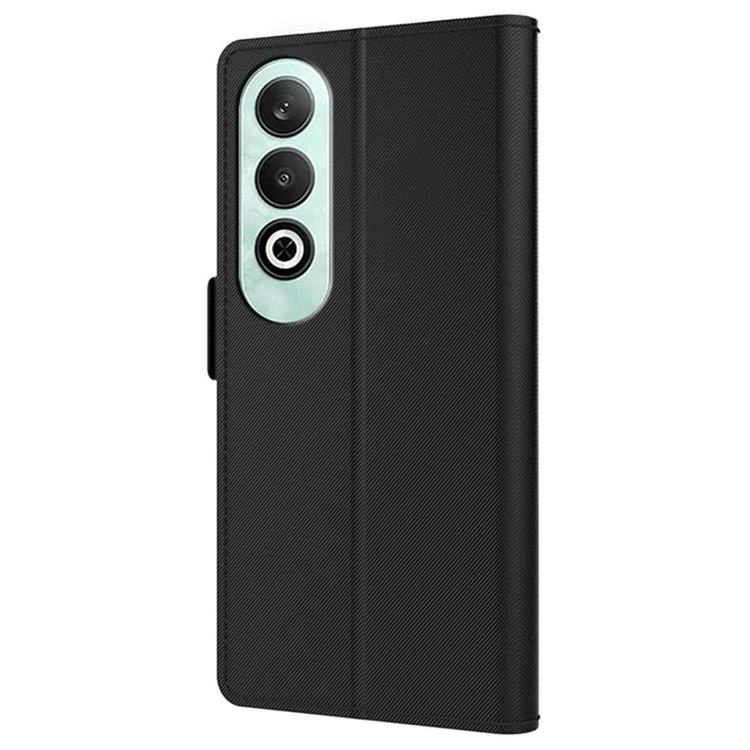 Para o Caso Oppo K12 com Suporte para Cartão de Couro PU Capa de Telefone - Preto