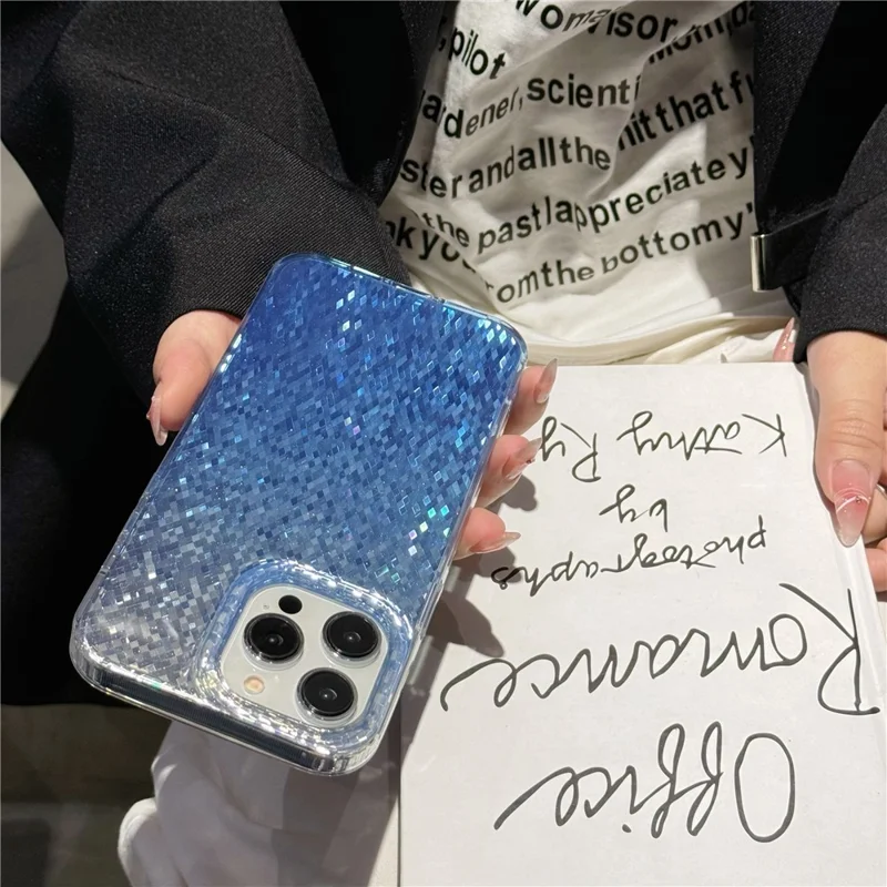 For iPhone 14 Pro Shockproof Case Dual Side IMD PC+TPU Phone Cover - Blue