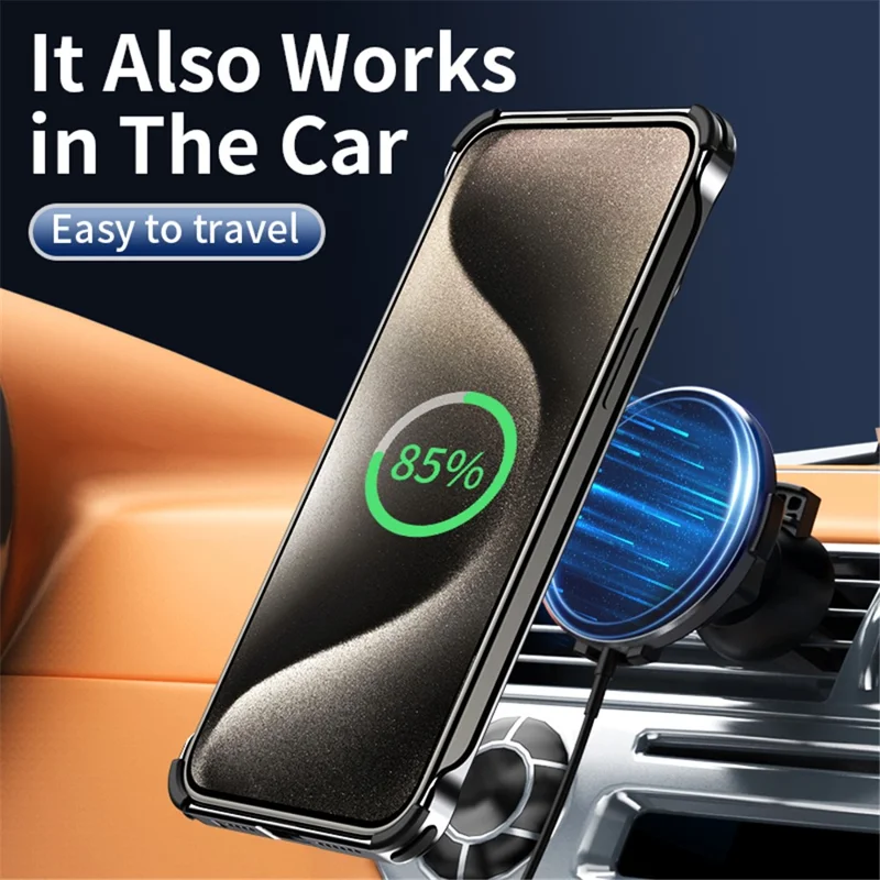 Auspicious Cloud Series For iPhone 15 Pro Magnetic Case Kickstand Aluminum Alloy Phone Cover Heat Dissipation - Grey