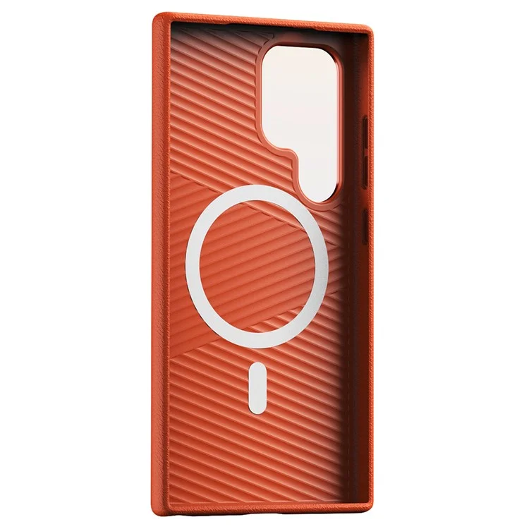 Pour Samsung Galaxy S24 Ultra Étui magnétique en cuir PU avec revêtement PC - Orange