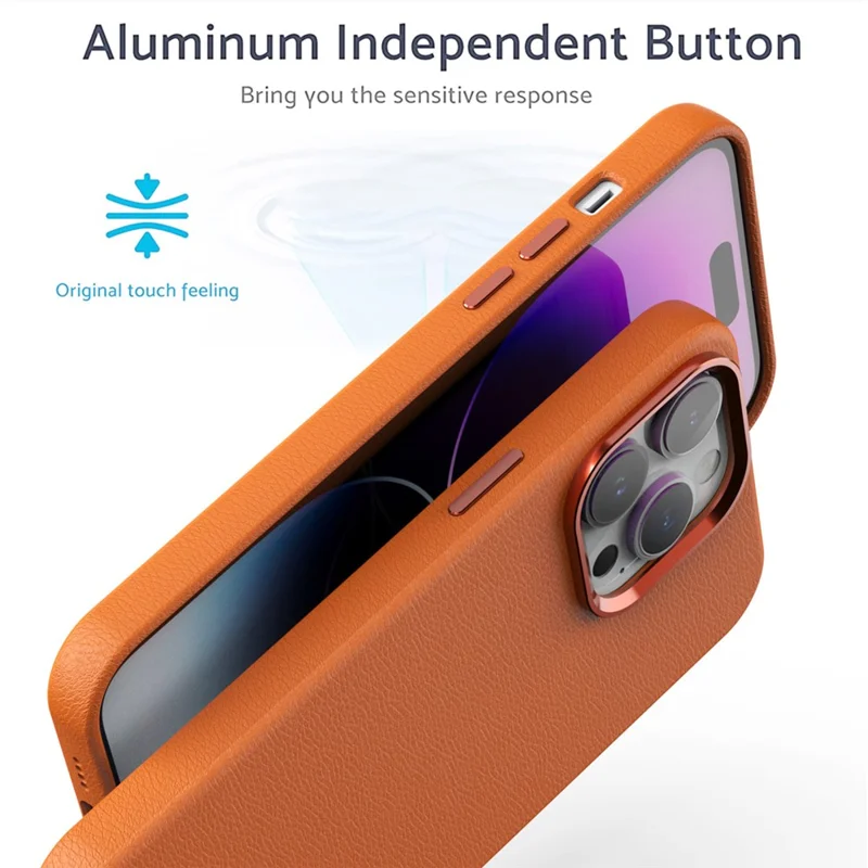 For iPhone 14 Pro Max Case PU Leather Back Hard PC Phone Cover - Dark Blue