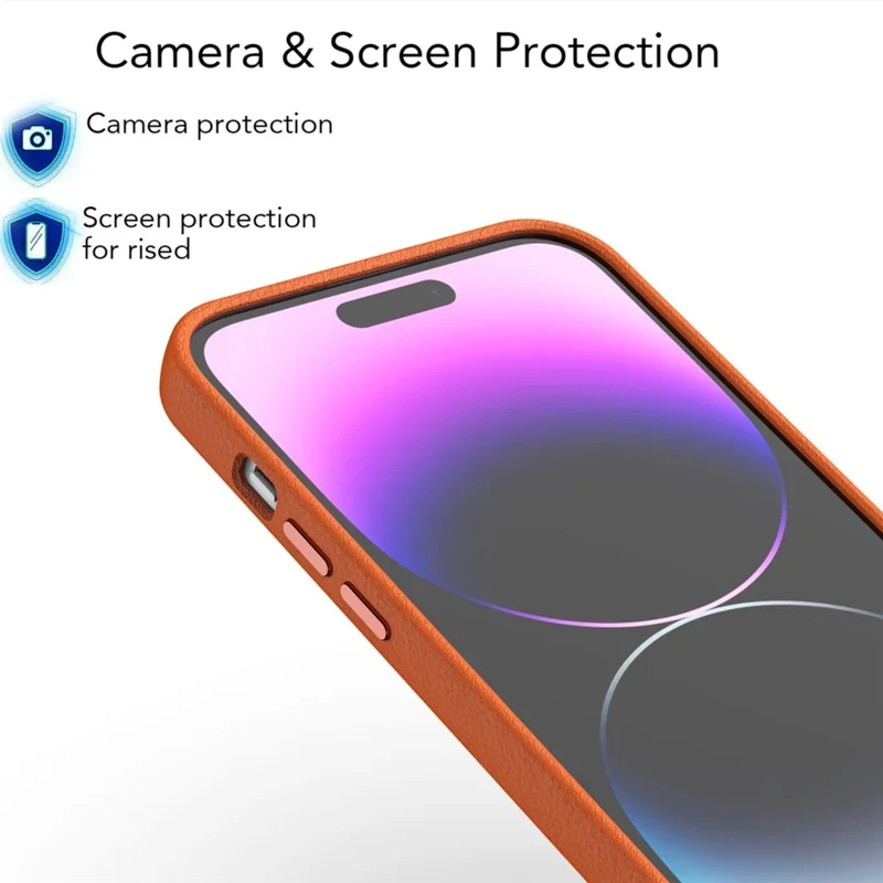 For iPhone 14 Pro Max Case PU Leather Back Hard PC Phone Cover - Dark Blue