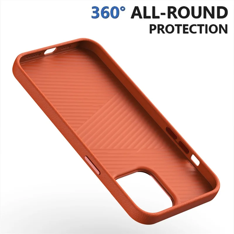 For iPhone 13 Pro Max Case Anti-Drop Leather Coated PC Phone Cover Silk Smooth Touch - Orange