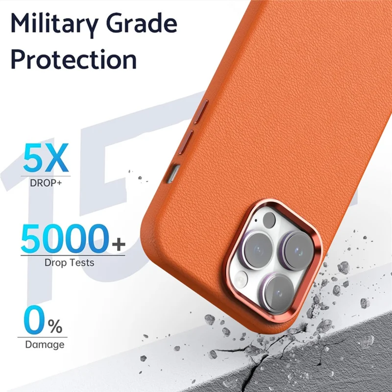 Per iPhone 12 Pro Max Custodia Cornice in Metallo Lens / Pulsante in Pelle PU+PC Hard Phone Cover - Blu Scuro