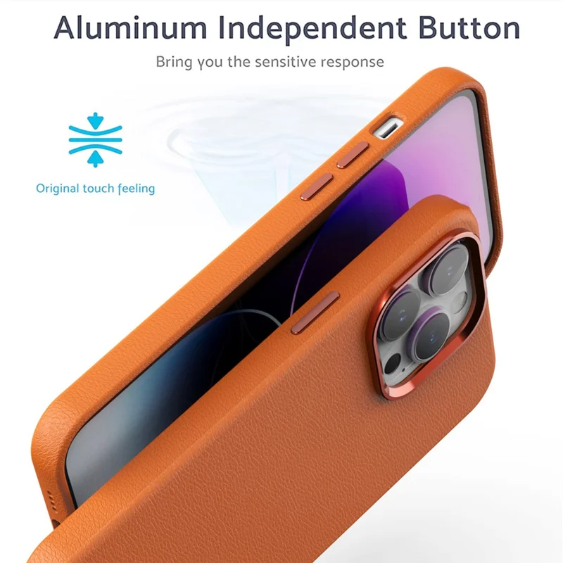 For iPhone 12 Pro Max Case Metal Lens Frame / Button PU Leather+PC Hard Phone Cover - Black