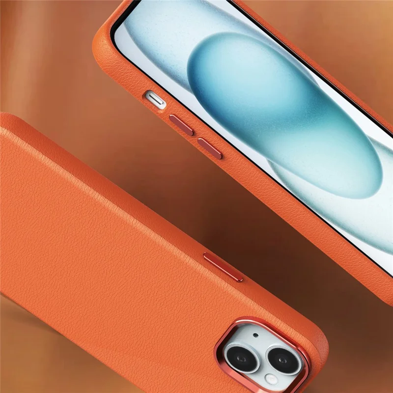 For iPhone 14 Case PU Leather + Hard PC Protective Phone Cover - Grey