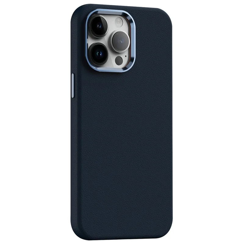 For iPhone 14 Pro Case Military Grade PC+PU Slim Phone Cover Compatible with MagSafe - Dark Blue