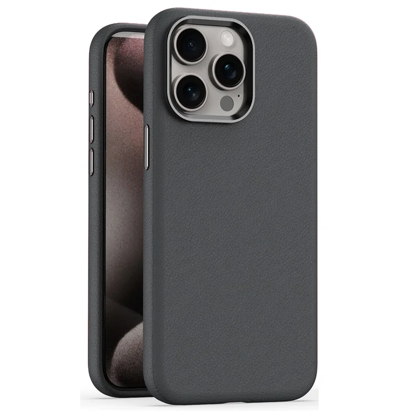 Custodia per iPhone 15 Pro Max PC+PU Pelle Anti-caduta Compatibile con MagSafe - Grigio