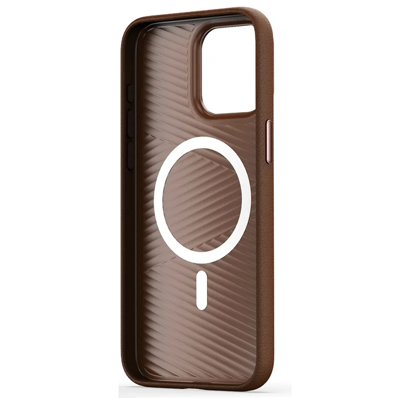 For iPhone 15 Pro Max Case PC+PU Leather Anti-drop Phone Cover Compatible with MagSafe - Brown