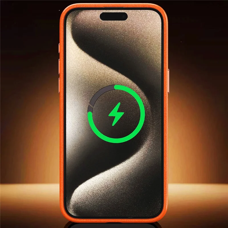 For iPhone 15 Pro Max Case PC+PU Leather Anti-drop Phone Cover Compatible with MagSafe - Brown