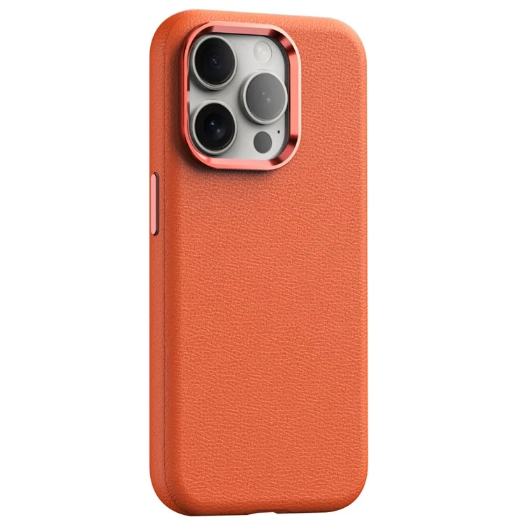 For iPhone 15 Pro Cases PC+PU Leather Anti-Drop Magnetic Mobile Phone Covers - Orange