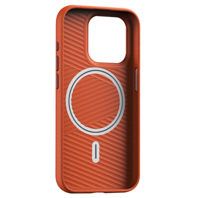 For iPhone 15 Pro Cases PC+PU Leather Anti-Drop Magnetic Mobile Phone Covers - Orange