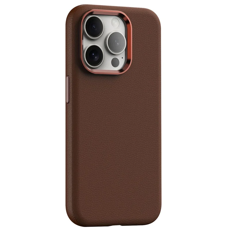 For iPhone 15 Pro Cases PC+PU Leather Anti-Drop Magnetic Mobile Phone Covers - Brown