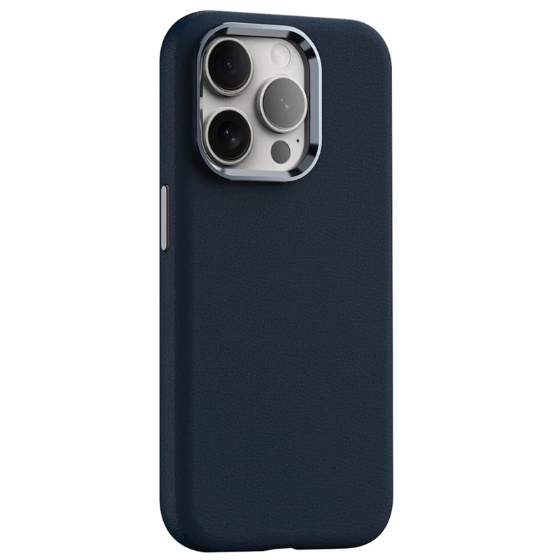 For iPhone 15 Pro Cases PC+PU Leather Anti-Drop Magnetic Mobile Phone Covers - Dark Blue