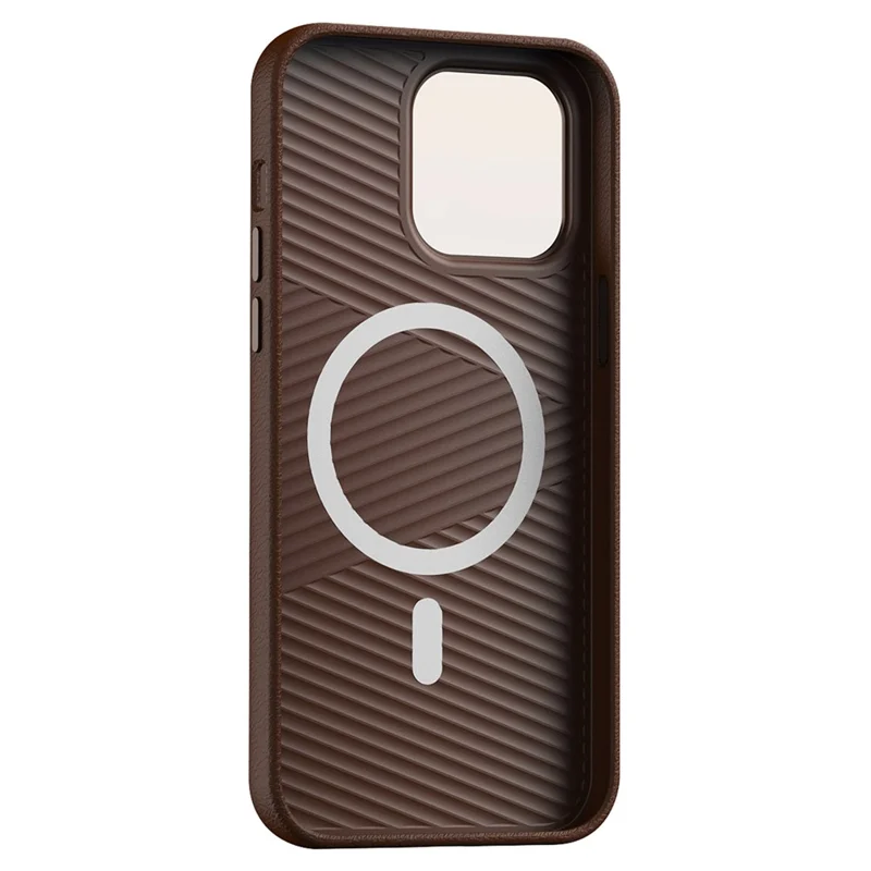 For iPhone 14 Pro Max Anti-Drop Phone Case PC+PU Leather Magnetic Cell Phone Cover - Brown