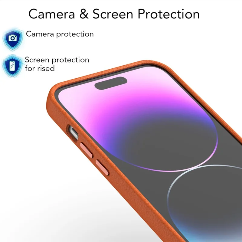 For iPhone 14 Pro Max Anti-Drop Phone Case PC+PU Leather Magnetic Cell Phone Cover - Brown