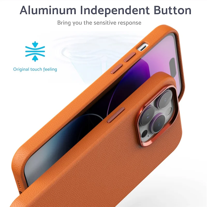 For iPhone 14 Pro Max Anti-Drop Phone Case PC+PU Leather Magnetic Cell Phone Cover - Brown