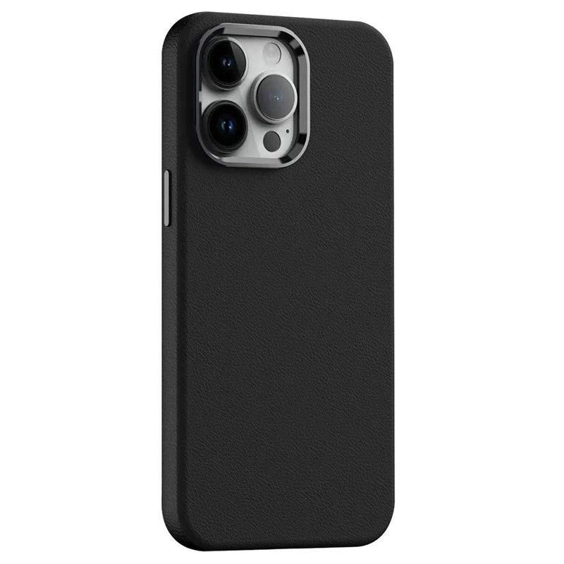 For iPhone 13 Pro Phone Cover PC+PU Leather Anti-Drop Magnetic Cell Phone Case - Black