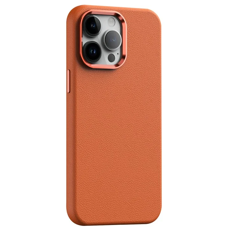 Pour iPhone 12 / 12 Pro 6.1 pouces Housse PC+PU Cuir Anti-Drop Magnétique Étui de Téléphone - Orange