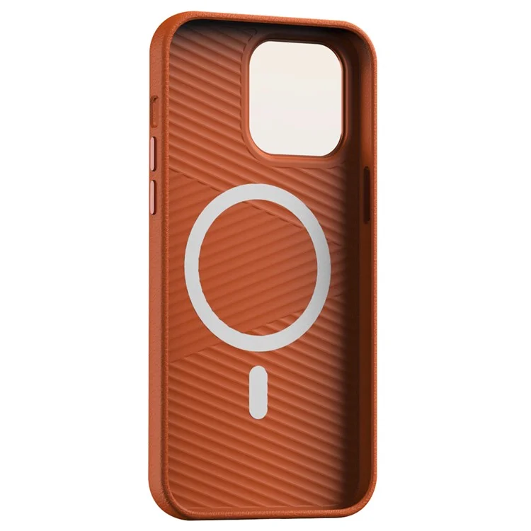 Pour iPhone 12 / 12 Pro 6.1 pouces Housse PC+PU Cuir Anti-Drop Magnétique Étui de Téléphone - Orange
