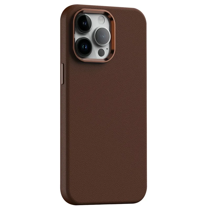 For iPhone 12 / 12 Pro 6.1 inch Cover PC+PU Leather Anti-drop Magnetic Cell Phone Case - Brown