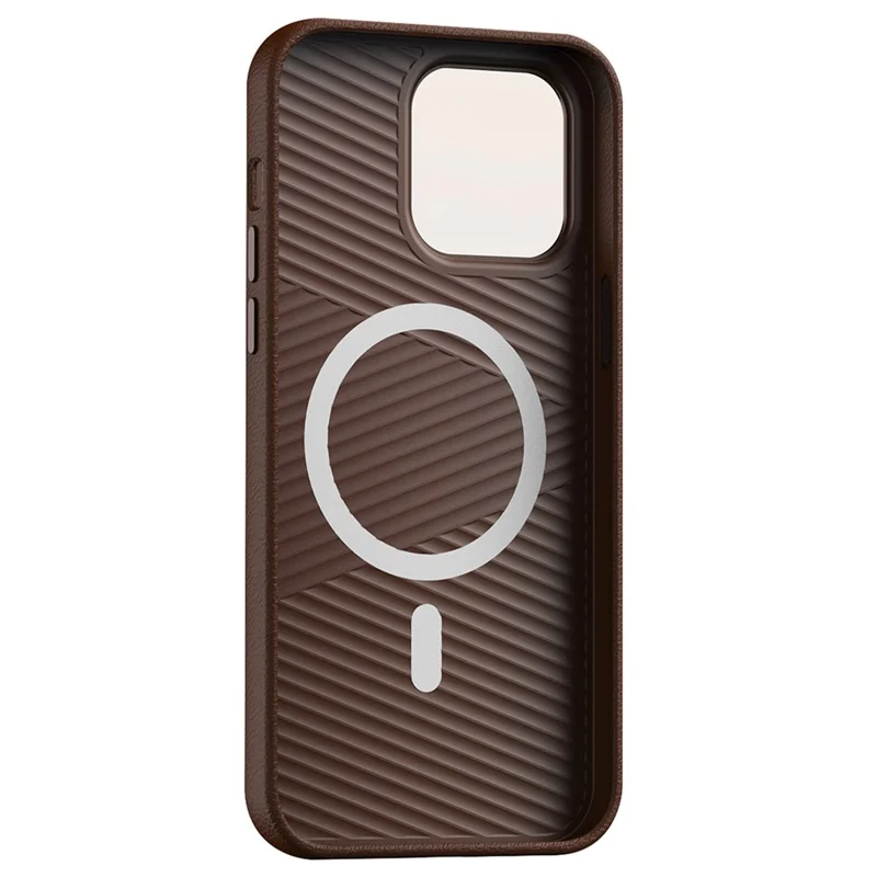 For iPhone 12 / 12 Pro 6.1 inch Cover PC+PU Leather Anti-drop Magnetic Cell Phone Case - Brown