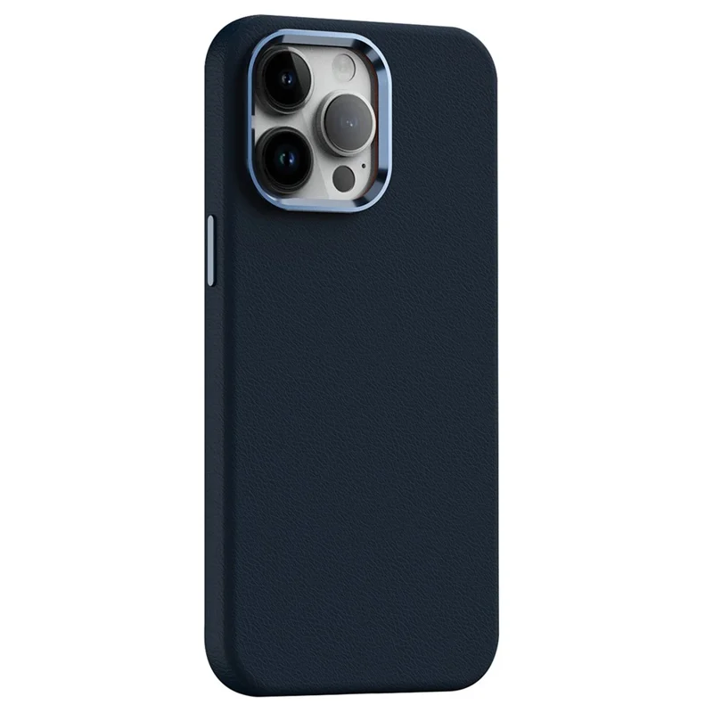 For iPhone 12 / 12 Pro 6.1 inch Cover PC+PU Leather Anti-drop Magnetic Cell Phone Case - Dark Blue