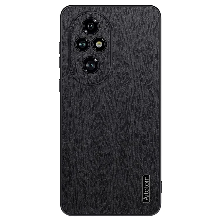 Per Honor 200 5G Case Wood Grain PU Leather Back Phone Cover - Nero