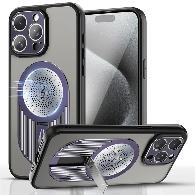 For iPhone 14 Pro Kickstand Case Graphene Heat Dissipation Silicone+PC Phone Case - Purple