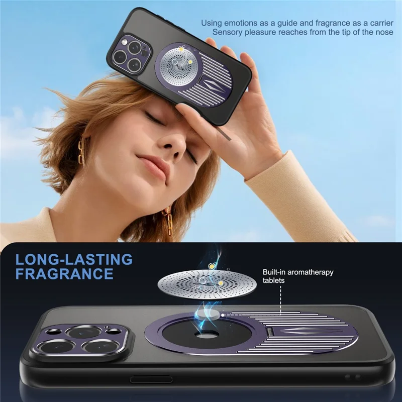 For iPhone 14 Pro Kickstand Case Graphene Heat Dissipation Silicone+PC Phone Case - Purple