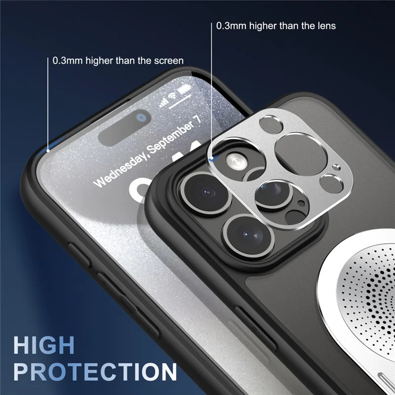 For iPhone 13 Pro Case Graphene Heat Dissipation Silicone+PC Phone Case with Kickstand - Silver