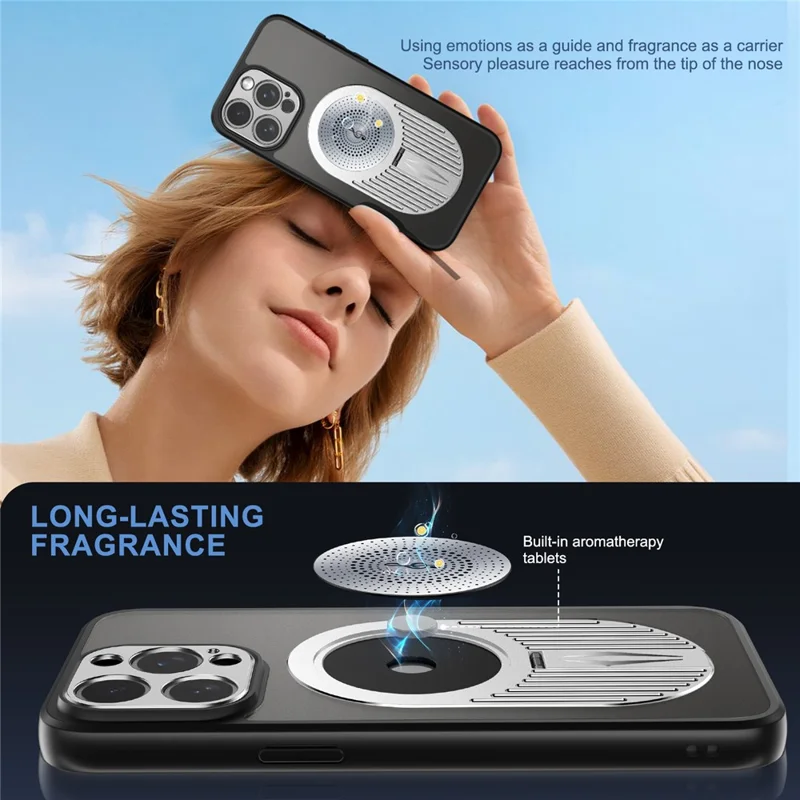 For iPhone 13 Pro Case Graphene Heat Dissipation Silicone+PC Phone Case with Kickstand - Silver