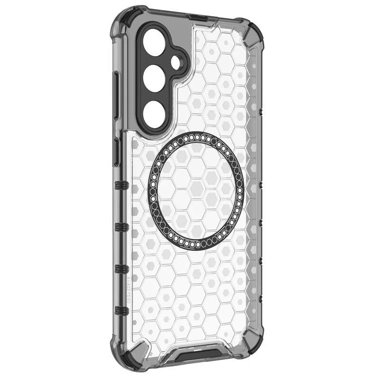 Per Samsung Galaxy S23 FE Custodia Honeycomb Magnetic Ring TPU+PC Custodia per telefono - Trasparente