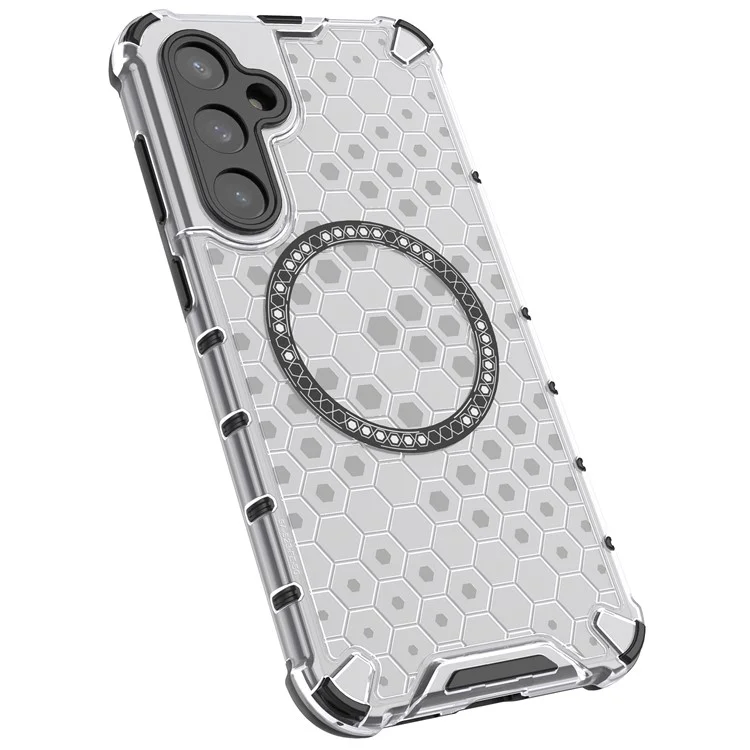 Per Samsung Galaxy S23 FE Custodia Honeycomb Magnetic Ring TPU+PC Custodia per telefono - Trasparente