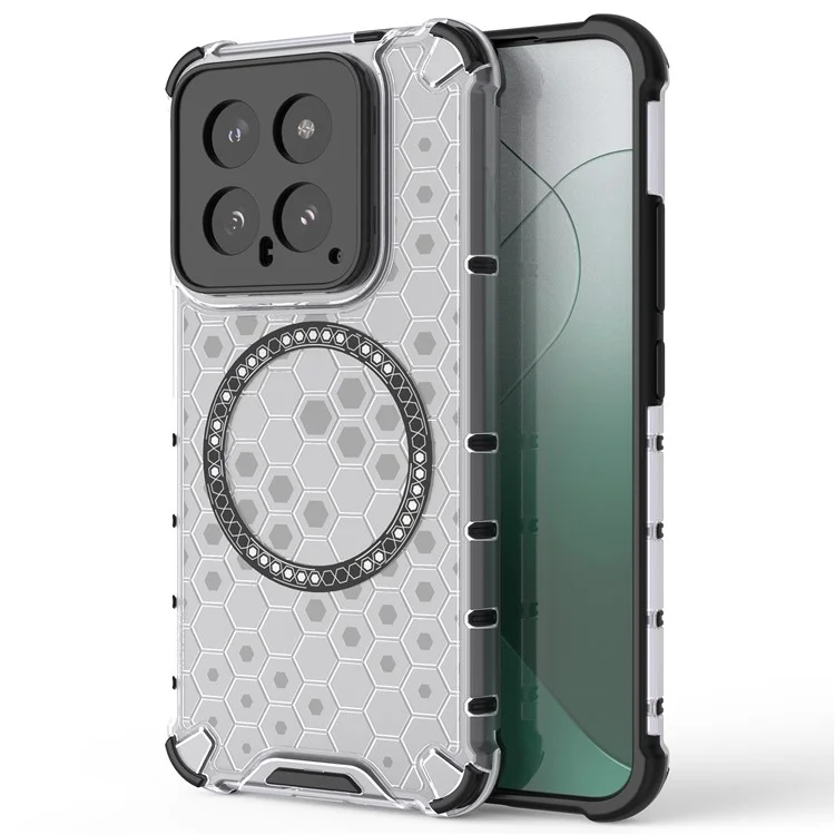 Чехол для Xiaomi 14 совместимый с MagSafe, прозрачный сотовый TPU+PC чехол для телефона - прозрачный