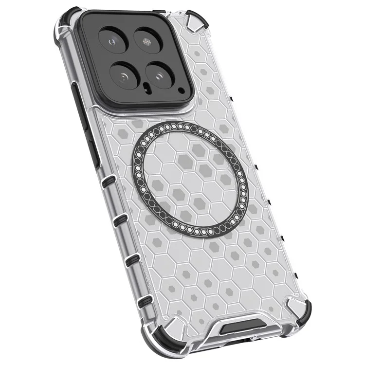 Чехол для Xiaomi 14 совместимый с MagSafe, прозрачный сотовый TPU+PC чехол для телефона - прозрачный