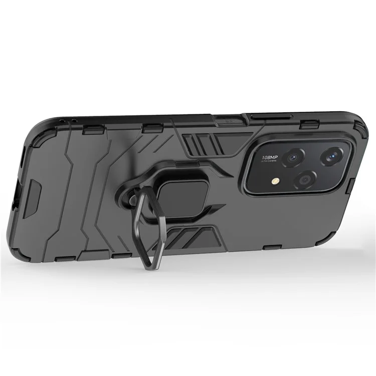 Funda para teléfono móvil For Honor 200 Lite con soporte anular y pie de apoyo, de material PC+TPU resistente a golpes - Negro