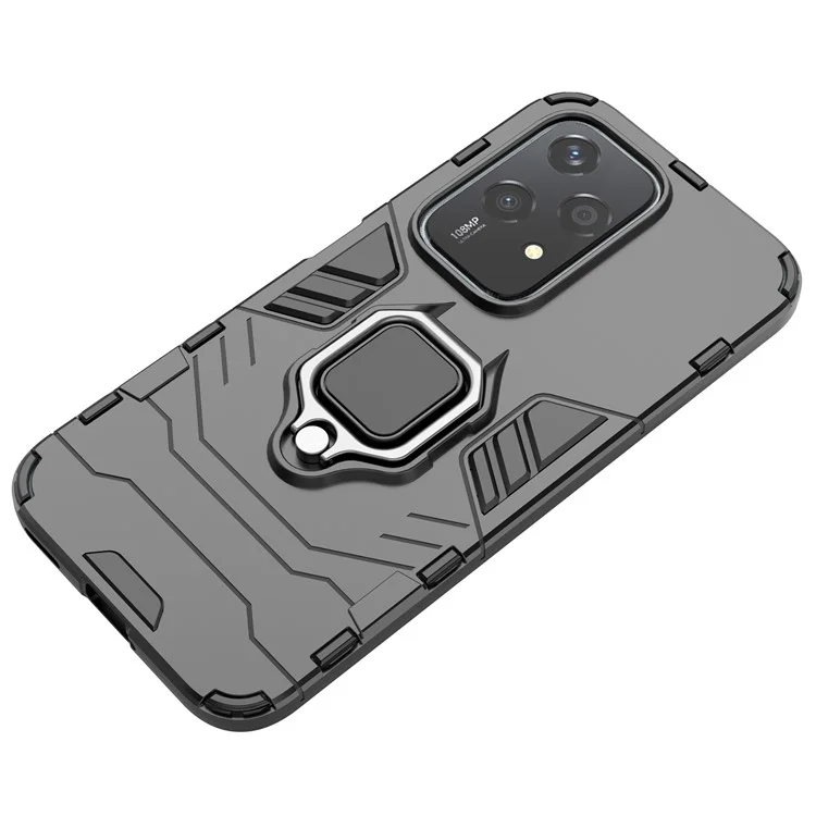 Funda para teléfono móvil For Honor 200 Lite con soporte anular y pie de apoyo, de material PC+TPU resistente a golpes - Negro