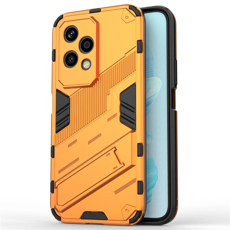 For Honor 200 Lite Case Shockproof PC+TPU Anti Scratch Phone Cover with Kickstand - Orange
