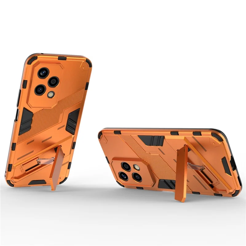 For Honor 200 Lite Case Shockproof PC+TPU Anti Scratch Phone Cover with Kickstand - Orange