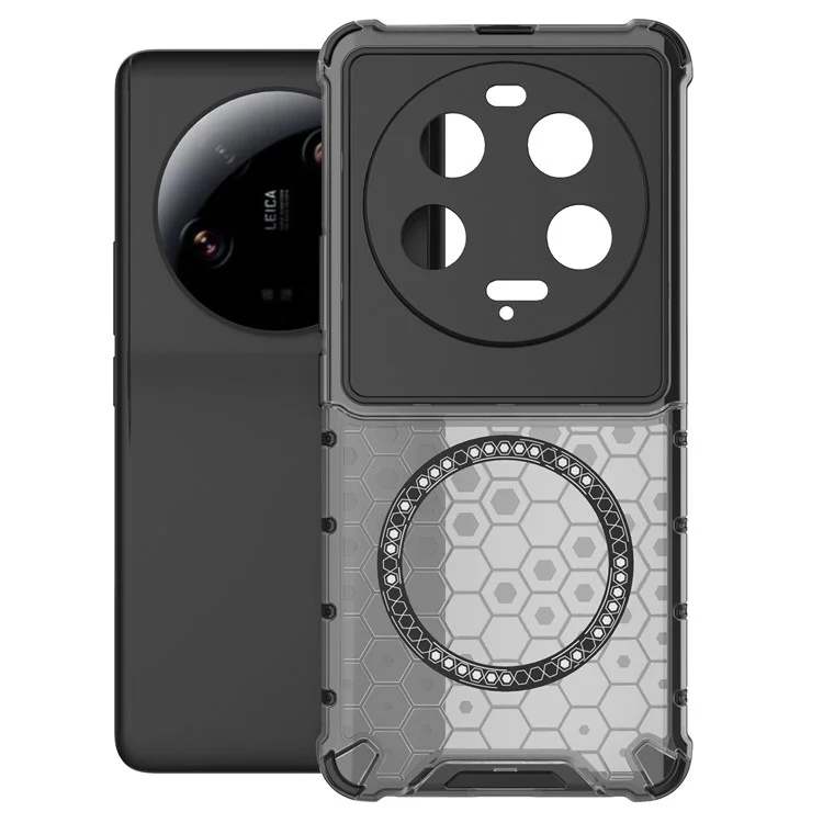 Para Xiaomi 13 Ultra Magnetic Case TPU+PC Phone Cover Honeycomb Anti-Drop - Gris