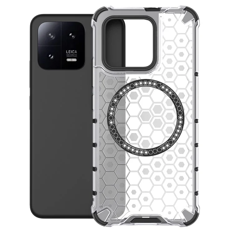 Für Xiaomi 13 Case Honeycomb TPU+PC Handyhülle Kompatibel mit MagSafe - Transparent