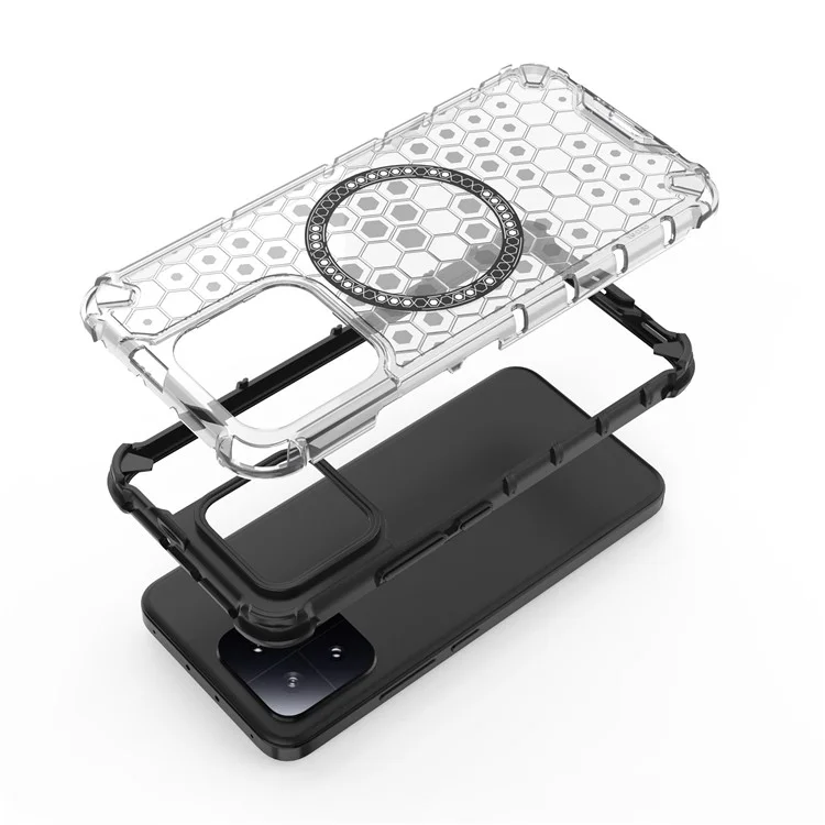 Für Xiaomi 13 Case Honeycomb TPU+PC Handyhülle Kompatibel mit MagSafe - Transparent